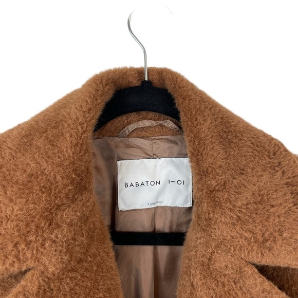 Aritzia Babaton Stedman Alpaca Wool Blend Teddy Coat Brown Size 1 - Picture 2 of 10